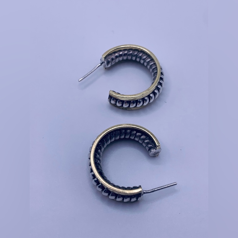 Silpada Vintage Sterling Silver & Brass Braided Hoop on Post Earrings - Picture 8 of 15